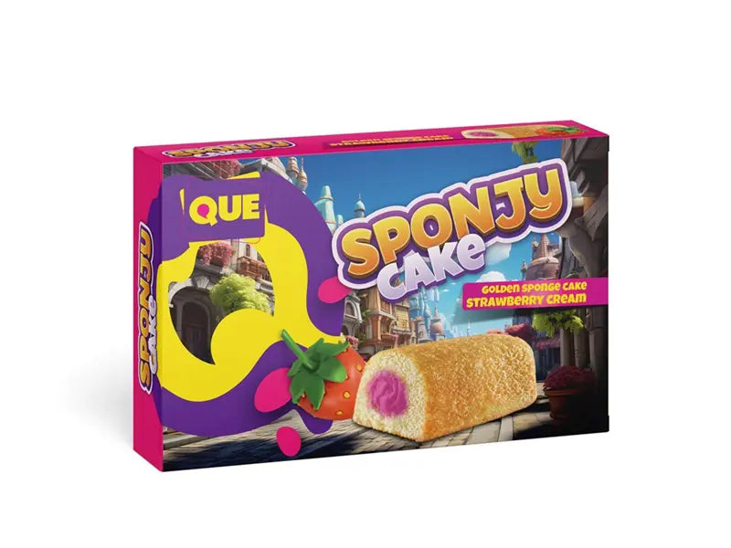 Que Sponjy Cake Strawberry 18x200g