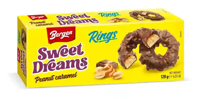 Bergen Milk Choco Rings Caramel & Peanuts 18x128g